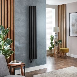 Radiador de Diseño Eléctrico Vertical Negro - Disponible en Distintos Tamaños y Termostato Wi-Fi - con Opción de Enchufe o de Conexión a la Red Eléctrica - Revive Slim - Fabricado por ECOSO de Hudson Reed