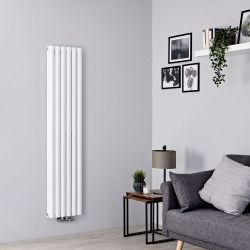 Hudson Reed Revive - Radiador de Diseño en Aluminio Vertical (Panel Doble - Conexión Central ) - Disponible en Distintas Anchuras - Blanco