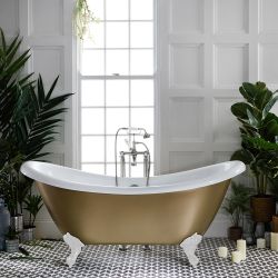 Bañera Exenta Tradicional con Doble Respaldo - 1750mm x 730mm - Disponible en Distintos Acabados Metalizados y con Patas en Distintos Acabados - Legend