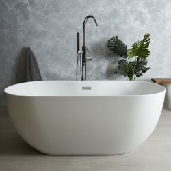 Bañera Exenta Moderna Oval Con Doble Respaldo - Disponible en Distintos Tamaños y con Selección de Rebosadeos en Distintos Acabados - Otterton