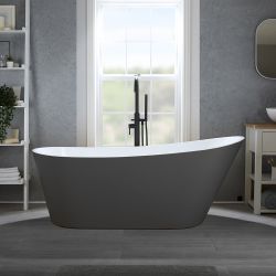 Bañera Exenta Moderna Con Un Respaldo Lateral - Disponible en Distintos Colores y Medidas - Otterton