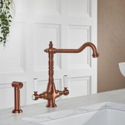 Hudson Reed Elizabeth - Grifo Mezclador para Fregadero de Cocina - Clásico con Rociador Extraíble - Disponible en Distintos Acabados 