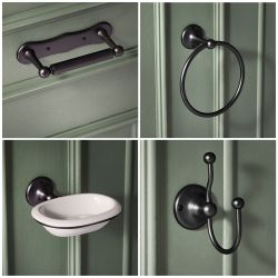 Conjunto de Accesorios de Baño Tradicional de 4 Piezas de Color Negro - Elizabeth