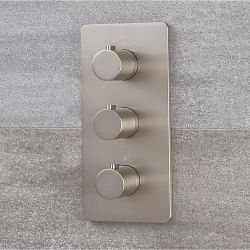 Modern Mezclador de Ducha Termostático Triple de 2 Salidas Níquel Cepillado - Harting