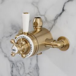 Hudson Reed Elizabeth - Mezclador de Ducha Termostático Tradicional Expuesto de 1 Salida - Oro Satinado