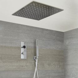 Ducha Digital con Sistema de Control de 2 Salidas con Alcachofa de Ducha Cuadrada Empotrable y Telefonillo de Ducha - Narus