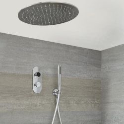 Ducha Digital con Sistema de Control de 2 Salidas con Alcachofa de Ducha Redonda Empotrable y Telefonillo de Ducha - Narus