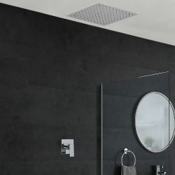 Conjunto de Ducha con Mezclador de Ducha Manual Cuadrado Cromado de 1 Función con Alcachofa de Ducha Empotrable de 400mm - Kubix