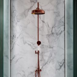 Columna de Ducha con Barra de Ducha Deslizante Tradicional con Telefonillo de Ducha - Cobre Satinado - Elizabeth