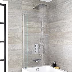 Conjunto de Ducha Termostático de 3 Funciones Redondo con Llenador de Bañera y Ducha de Mano - Kubix