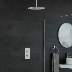 Conjunto de Ducha Termostático de 1 Función con Alcachofa Redonda de 300mm y Brazo de Ducha de Techo