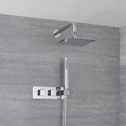 Mezclador de Ducha Empotrable Cuadrado de 2 Funciones con Alcachofa de 200mm y Telefonillo - Kubix