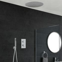 Conjunto de Ducha Termostático de 2 Funciones con Alcachofa de Ducha Empotrable de 400mm y Ducha de Mano