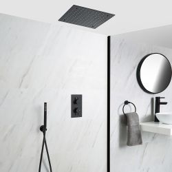 Llave de Ducha Termostática Empotrable de 2 Salidas con Alcachofa de Ducha Empotrable de 400mm - Nox