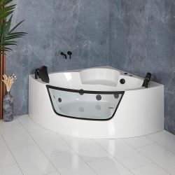 Bañera de Hidromasaje Whirlpool de Esquina - 1400mm x 1400mm - Negra - Breeze
