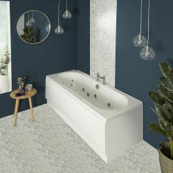 Bañera Moderna Blanca Estándar con Doble Respaldo - Selección de Tamaños, Faldones y Opciones Jets Whirlpool - Otterton