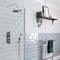 Kit de Ducha y Bañera Termostático Tradicional Cromado y Negro - Elizabeth - Elección de Funciones