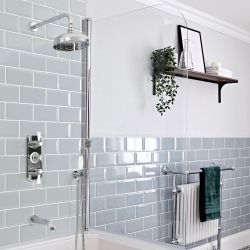 Kit de Ducha y Bañera Termostático Tradicional Cromado y Blanco - Elizabeth - Elección de Funciones