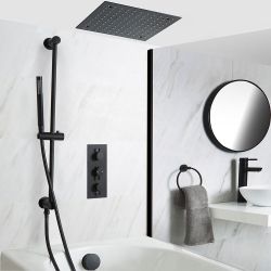 Kit de Ducha y Bañera Termostático Negro - Elección de Funciones - Nox