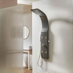 Panel de Ducha Moderno con alcachofa de Ducha, Telefonillo de Ducha y Jets de Hidromasaje - Disponible en distintos acabados - Alston