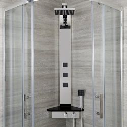 Panel de Ducha Angular Cromado con Mezclador Termostático Expuesto - Alcove