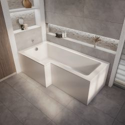 Conjunto Completo con Bañera Cuadrada - Opciones en Versión Izquierda y Derecha - Slección de Tamaños, Faldones y Válvula Desagüe - Sandford