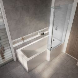 Bañera Cuadrada Moderna - Selección de Mamparas, Medidas, Faldones y con Entrada Versión Izquierda/Derecha - Sandford