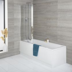 Conjunto Completo con Bañera, Mampara de Bañera Plegable y Faldón Frontal Exton - Disponible en Distintas Medidas
