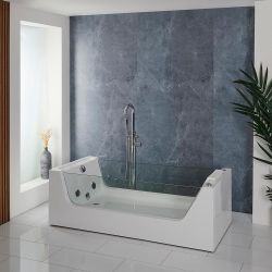 Bañera de Hidromasaje Whirlpool con Respaldo Único - 1800mm x 800mm - Cromada - Breeze