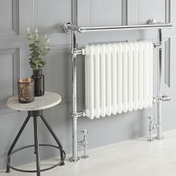 Radiador Toallero Mixto Tradicional Blanco - 930mm x 790mm (Barra Superior Angular) - Elizabeth - Elección de Termostato Wi-Fi y Oculta Cables