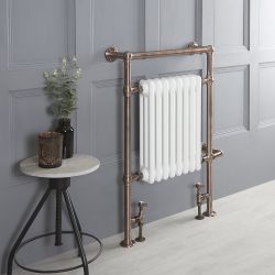 Radiador Toallero Tradicional Mixto en Bronce Cepillado - 930mm x 620mm - Elizabeth - Elección de Termostato Wifi y Oculta Cable