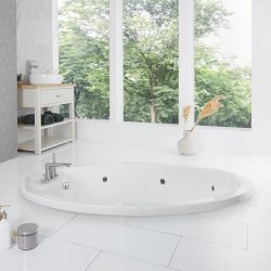 Bañera Moderna Profunda Redonda con Puerta - 1800mm - Variedad de Opciones Whirlpool - Serene