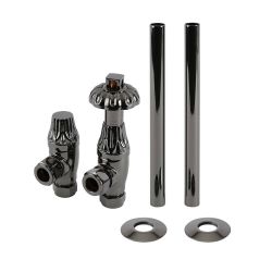 Kit para Radiadores en Estilo Antiguo con Llaves Termostáticas Angulares y Kit Cubre Tubos  - Disponibles en Distintos Acabados - Regent