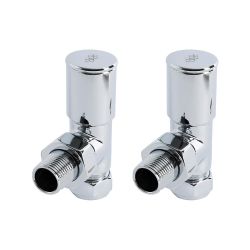 Par de Llaves Modernas Angulares Cromadas para Radiador Toallero para Tubos de Cobre de 15mm