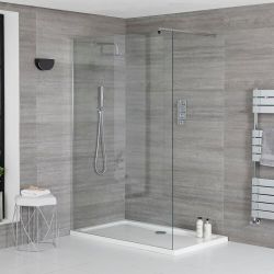 Mampara para Ducha de Obra Portland Completa con Plato de Ducha Blanco Plano y Perfilería Cromada - Disponible en Distintas Medidas