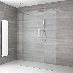 Conjunto de Ducha de Obra Walk-in con Mampara de Ducha Flotante con Selección de Hojas de Vidrio y Sumideros - Portland