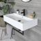 Lavabo Moderno Rectangular Suspendido Sandford de Color Blanco con Barra Porta Toallas - Disponible en Distintas Medidas y con Distintos Acabados