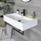 Lavabo Moderno Rectangular Suspendido Sandford de Color Blanco con Barra Porta Toallas - Disponible en Distintas Medidas y con Distintos Acabados