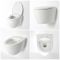Inodoro WC Oval Moderno Suspendido sin Brida 340x380x570mm con Tapa de WC con Cierre Amortiguado – Kenton