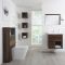 Conjunto de Baño con Diseño Abierto de Color Roble Oscuro Completo con Mueble Para Lavabo de 600mm, Mueble de Pared, Espejo, Lavabo, WC y Cisterna - Hoxton