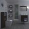 Conjunto de Baño con Diseño Abierto de Color Roble Oscuro Completo con Mueble Para Lavabo de 600mm, Mueble de Pared, Espejo, Lavabo, WC y Cisterna - Hoxton