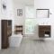 Conjunto de Baño con Diseño Abierto de Color Roble Oscuro Completo con Mueble Para Lavabo de 600mm, Lavabo, WC y Cisterna - Hoxton