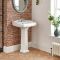 Lavabo con Pedestal Tradicional Realizado de Cerámica Blanca con 3 Agujeros para la Grifería - Regent