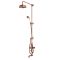 Hudson Reed Elizabeth - Columna de Ducha Tradicional con Barra Deslizante, Mezclador de Ducha Termostático Expuesto de 3 Salidas con Alcachofa, Telefonillo y Llenador de Bañera Mural - Cobre Satinado