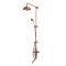 Hudson Reed Elizabeth - Columna de Ducha Tradicional con Barra Deslizante, Mezclador de Ducha Termostático Expuesto de 3 Salidas con Alcachofa, Telefonillo y Llenador de Bañera - Cobre Satinado