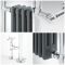 Radiador Toallero Mixto Tradicional Antracita - 930mm x 790mm (Barra Superior Angular) - Elizabeth - Elección de Termostato Wi-Fi y Oculta Cables
