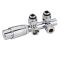 Llaves Angulares Cromadas para Radiador y Toallero de Conexión Central con Cabezal Termostático Cromado y Adaptadores para Tubos de Cobre 15mm - Multiblock H