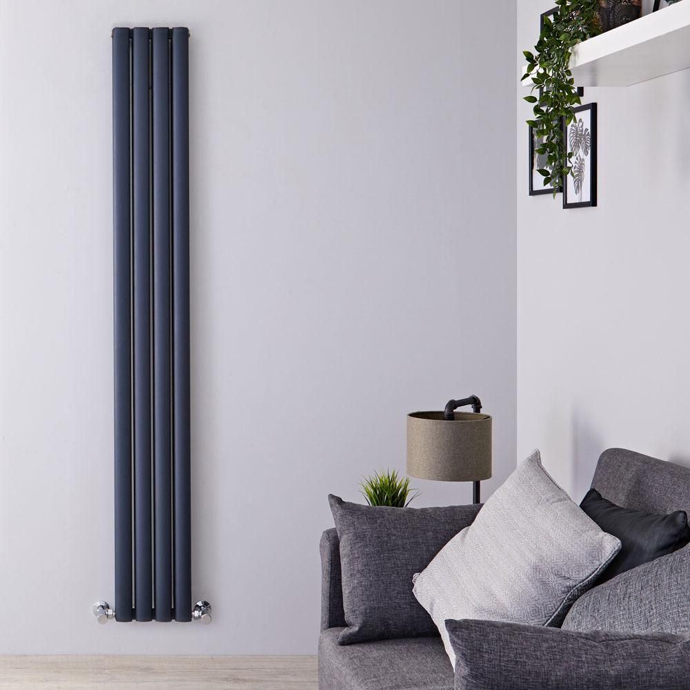 Hudson Reed Revive - Radiador de Diseño en Aluminio Vertical (Panel Doble) 1800mm x 350mm - Antracita