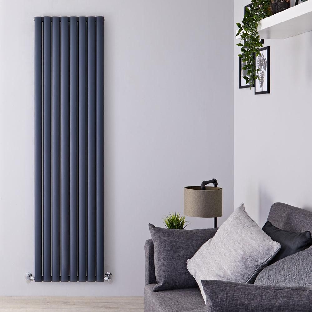 Hudson Reed Revive - Radiador de Diseño en Aluminio Vertical (Panel Doble) 1800mm x 470mm - Antracita