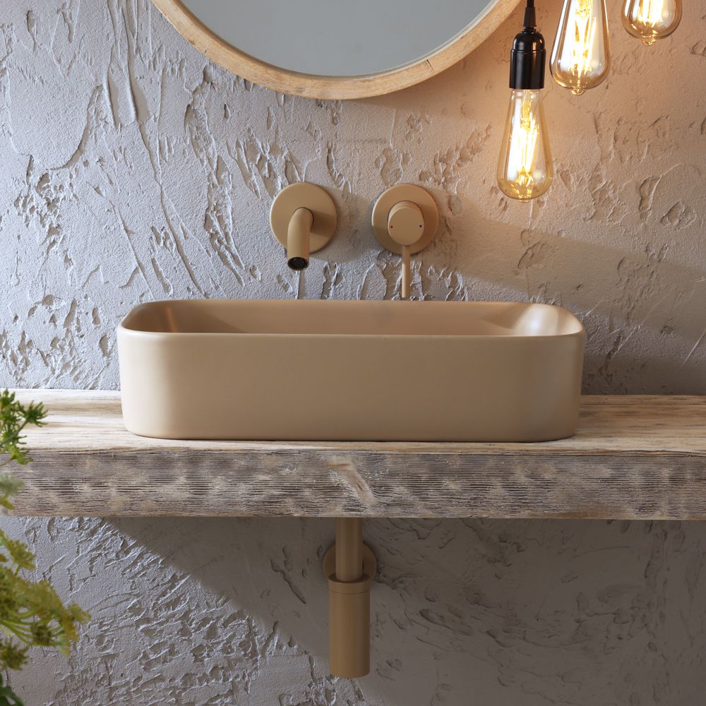 Lavabo Sobre Encimera Rectangular - 505mm x 370mm (Sin Agujeros para la Grifería) - Elements - Disponible en Distintos Acabados